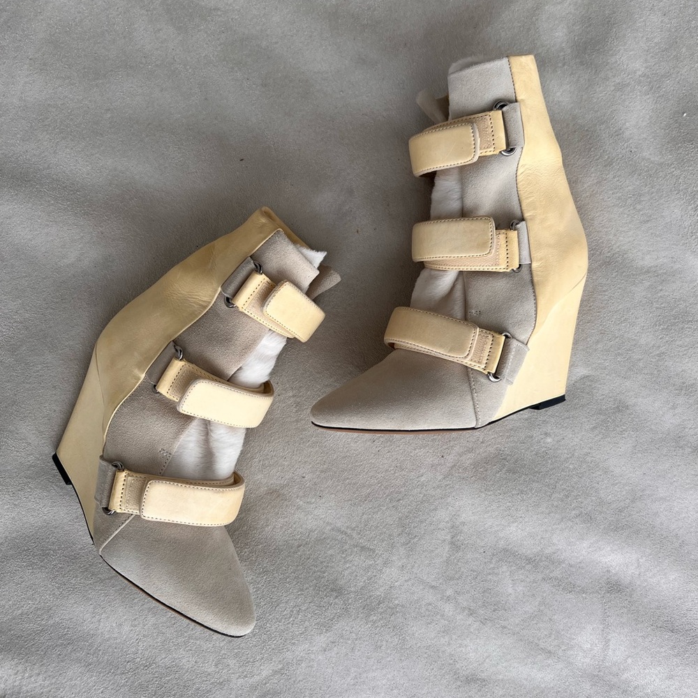Isabel Marant Ivory Wedge Ankle Boots